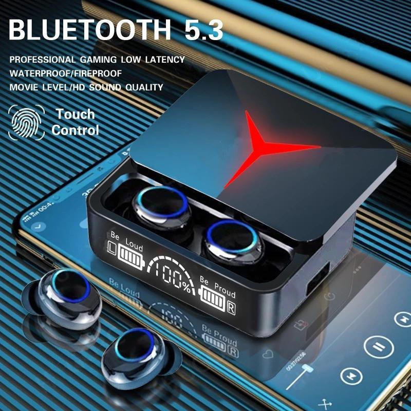 Original TWS ชุดหูฟังบลูทูธไร้สาย M90 จอแสดงผล LED สเตอริโอเบส Touch Control Pro หูฟังพร้อมไมโครโฟน 