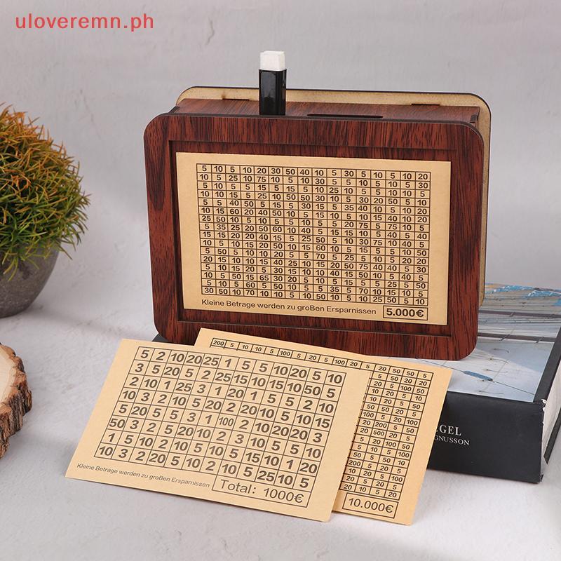 Uloveremn กระปุกออมสินไม้กล่องเงิน 1000/5000/10000 Euro Cash Saving Case PH