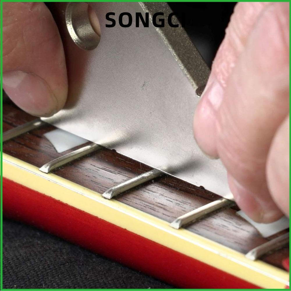 SONGCI Fret Leveler, Silver Stainless Steel Fret Leveling Tool, ไม้บรรทัดวัดกีตาร์ระดับพรีเมียมสําหร