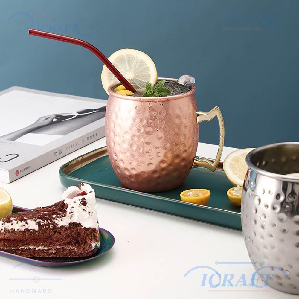 CRAFTML ค้อนถ้วยจุด, 500ml Handcrafted ถ้วยแก้ว,ที่แข็งแกร่ง Riveted จับแปรงลักษณะ Moscow Mule หนา M