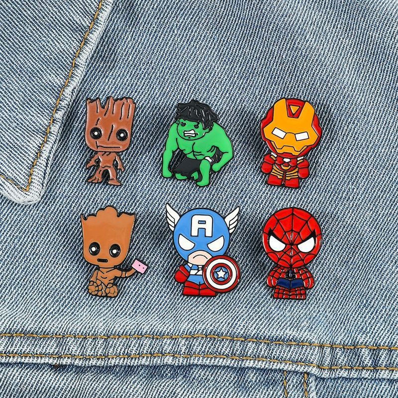 ชุดป้ายโลหะ Galaxy Guard Marvel Series Merchanded เข็มกลัด Captain Groot Hulk Spiderman