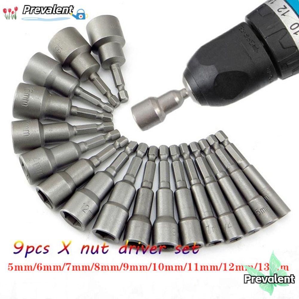 PREVALENT 9 ชิ้น/เซ็ตหัวฉีด Nut Driver Socket Bits Schroevendraaier ชุด Bits ชุดไดร์เวอร์ชุด