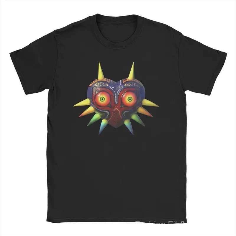 Majoras Mask Portrait Zeldas Legend ผู้ชายผู้หญิง T เสื้อตลก Tee เสื้อแขนสั้น Crewneck เสื้อยืดผ้าฝ้