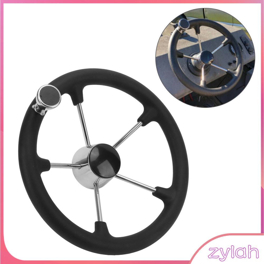 Zylah-th Aqxreight 13.5in พวงมาลัยเรือ 5 Spokes Foam Grip Knob สำหรับเรือยอชท์ทางทะเล