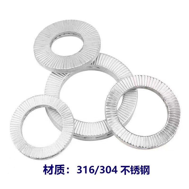 304/316 สแตนเลส Double Stack Self-Locking เครื่องซักผ้า DIN2520/1 เครื่องซักผ้าล็อคขนาดใหญ่พิเศษ Φ3-