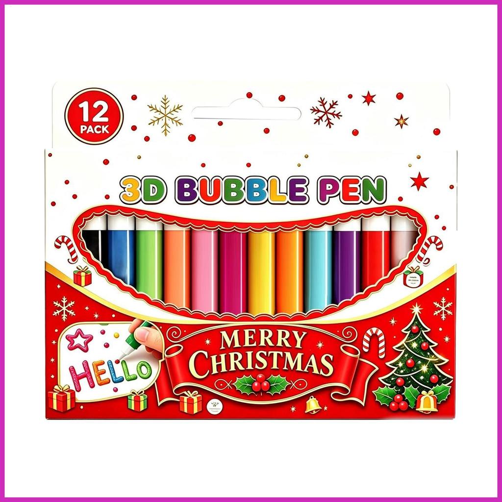 3D Bubble Pen 12 สีวาดหัตถกรรมชุด 3D Bubble Art Markers ปากกาสีสําหรับห้องเรียนโรงเรียน College Home