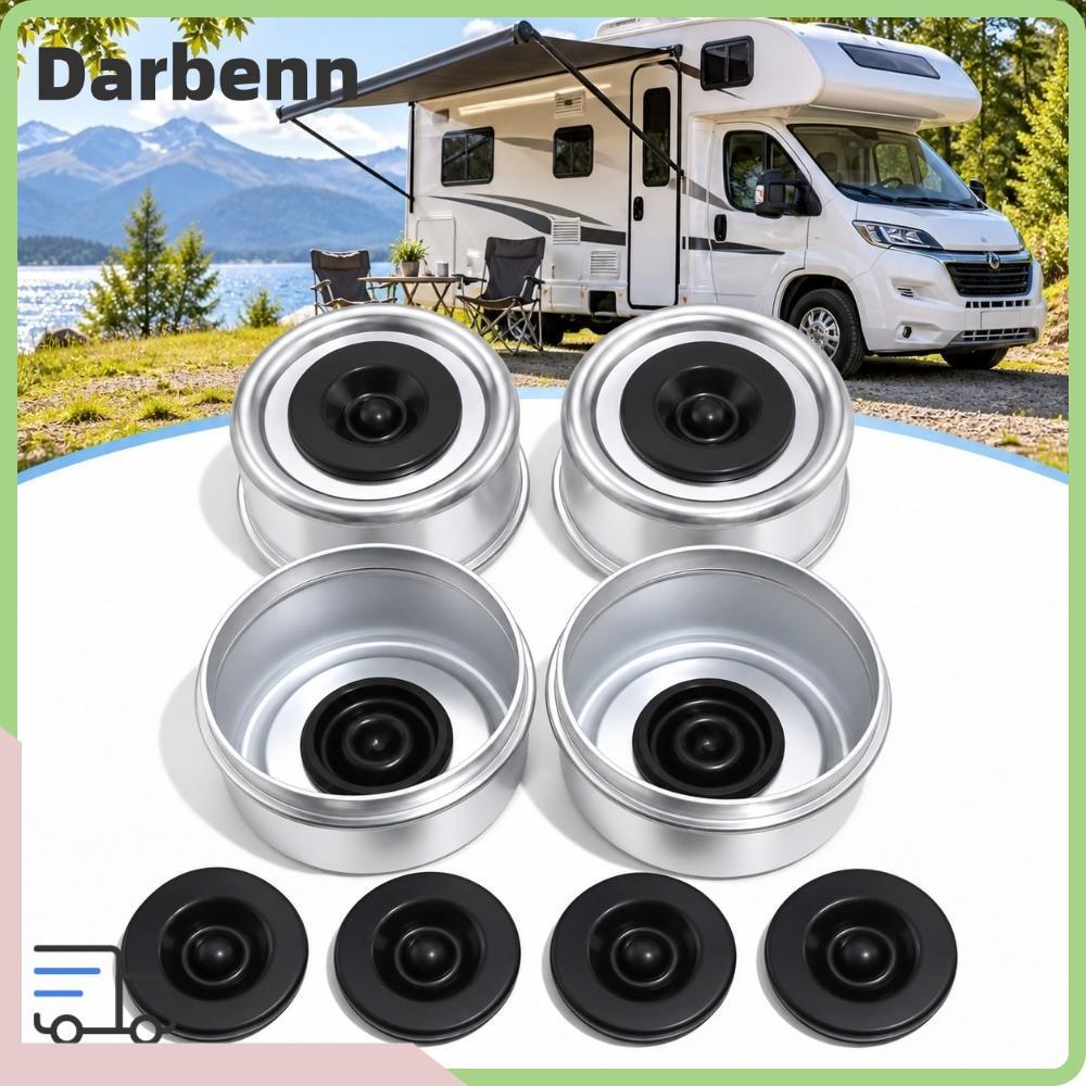 DARBEMY ฝาครอบกันฝุ่นเพลารถพ่วง 4 ชิ้น, พร้อมปลั๊กยาง Heavy Duty Trailer Hub Dust Cap, ทนทาน 2.44 นิ