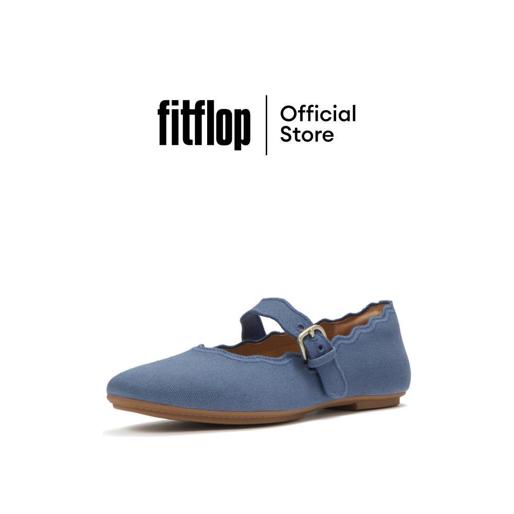 FITFLOP DELICATO WAVE-EDGE CANVAS MJ รองเท้าทรงบัลเล่ต์ผู้หญิง รุ่น A0I-D52 สี BLUE