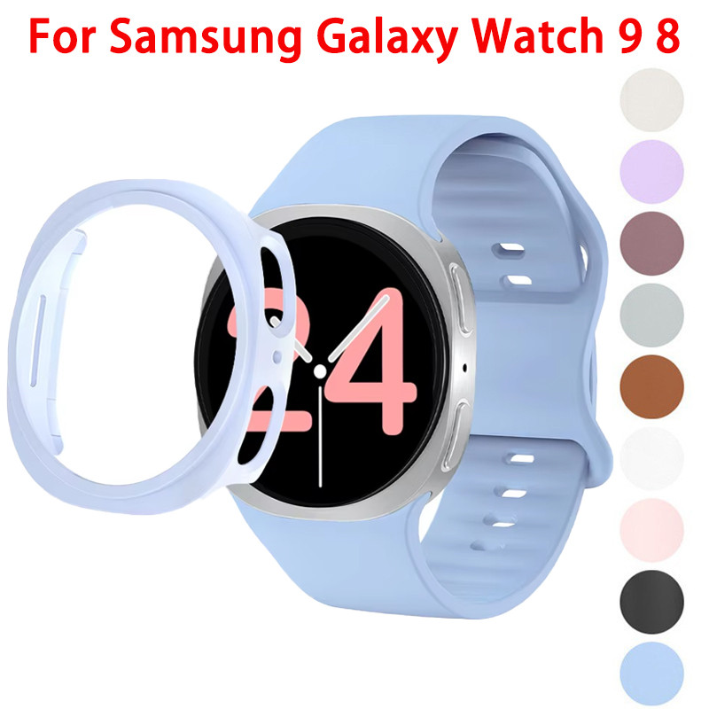 Case+strap สําหรับ Samsung Galaxy watch 9 8 40 44mm Hollow protector Cover Soft Silicone Bracelet