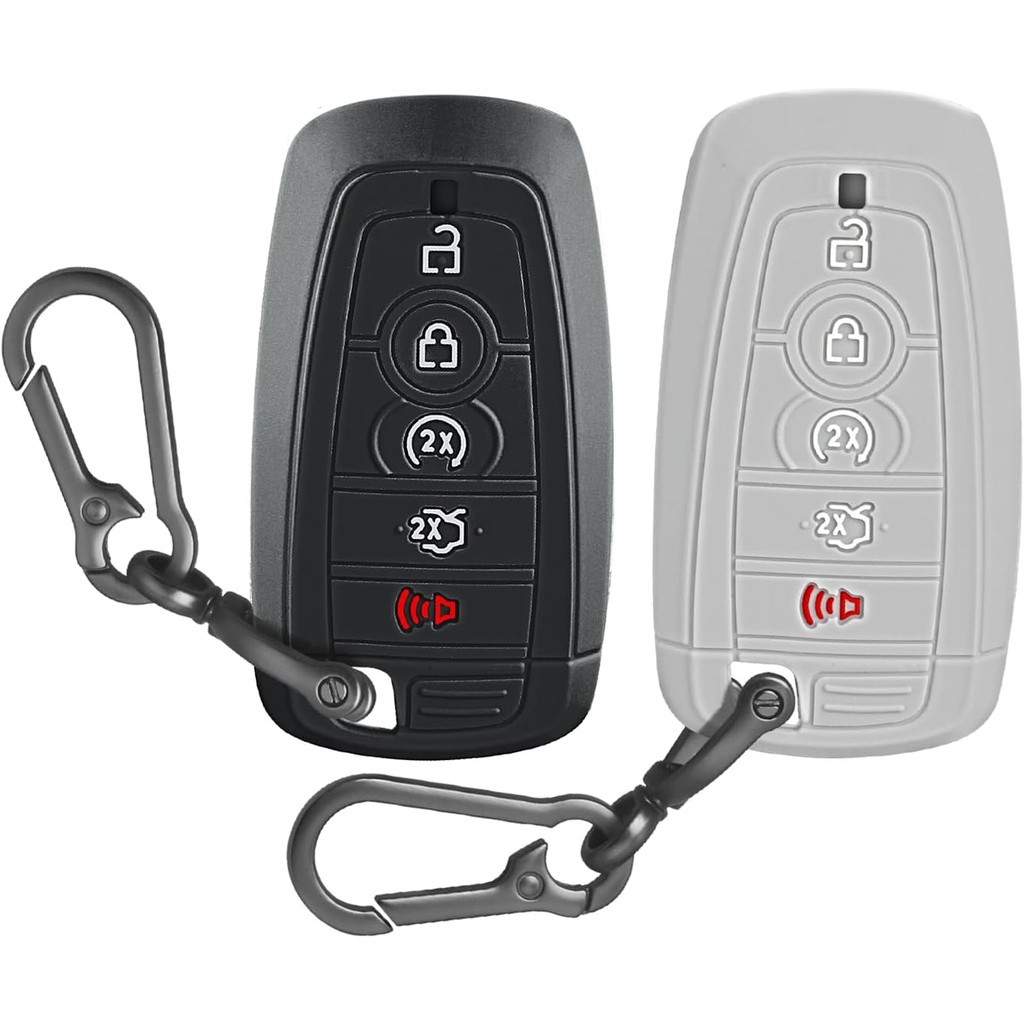 2 ชิ้นซิลิโคน Key Fob สําหรับ Ford พร้อมพวงกุญแจ, Soft Key Case Shell ป้องกันสําหรับ Explorer Fusion