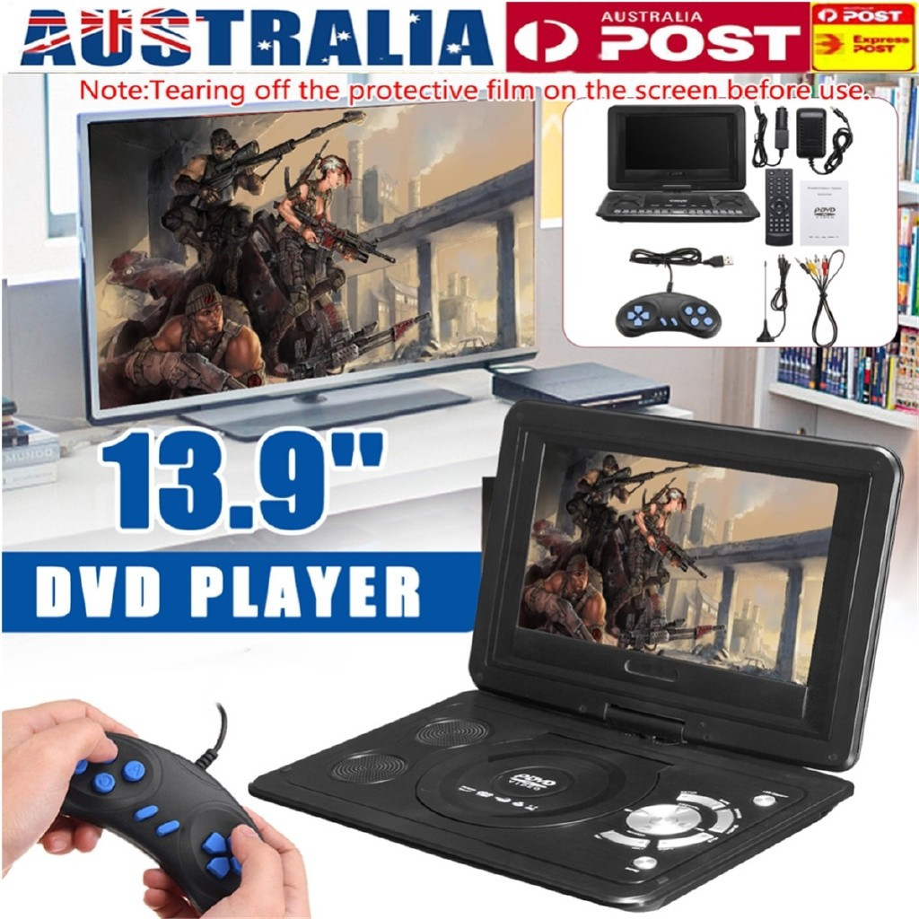 13.9 เครื่องเล่นดีวีดีในรถยนต์แบบพกพา 270° รีโมทคอนโทรล Black Screen W/Game Travel NewTH99 MSKR