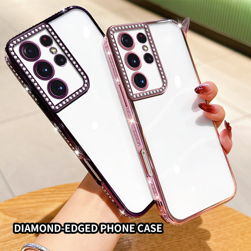 Samsung s21 ultra SM-G998B SM-G998B/DS SM-G998U SM-G998U1 S21ULTRA Electroplated โปร่งใสเคสโทรศัพท์น