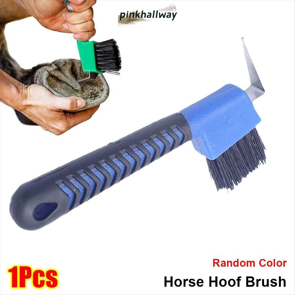 PinkHallway แปรง��oof 1 ชิ้น ขนไนลอนสุ่มสี ออกแบบโลหะAnti-Slip สบายในการจับ อุปกรณ์ดูแลม้า สำหรับการ