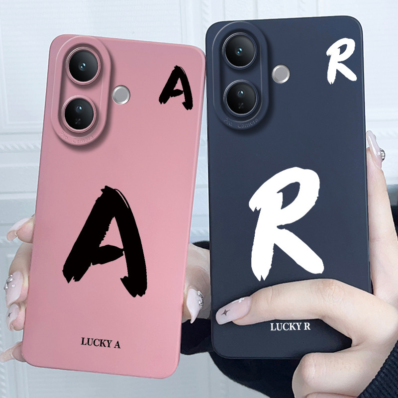 สําหรับ Vivo V60 Lite 5G กรณี Lucky จดหมายเริ่มต้นซิลิโคนนุ่มกันกระแทก Matte โทรศัพท์กันชนสําหรับ VivoV60 V 60 Lite 5G ปลอก