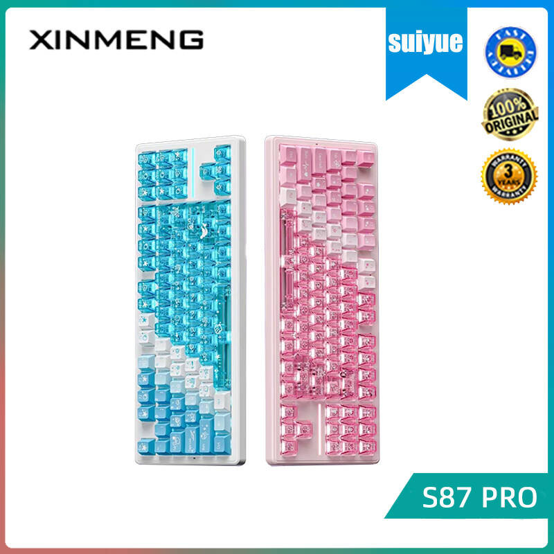 XINMENG S87Pro คีย์บอร์ดไร้สายการสอบจําลองที่สามบลูทูธแบบมีสาย Dual 8K Low Delay Mute ปะเก็นโครงสร้า
