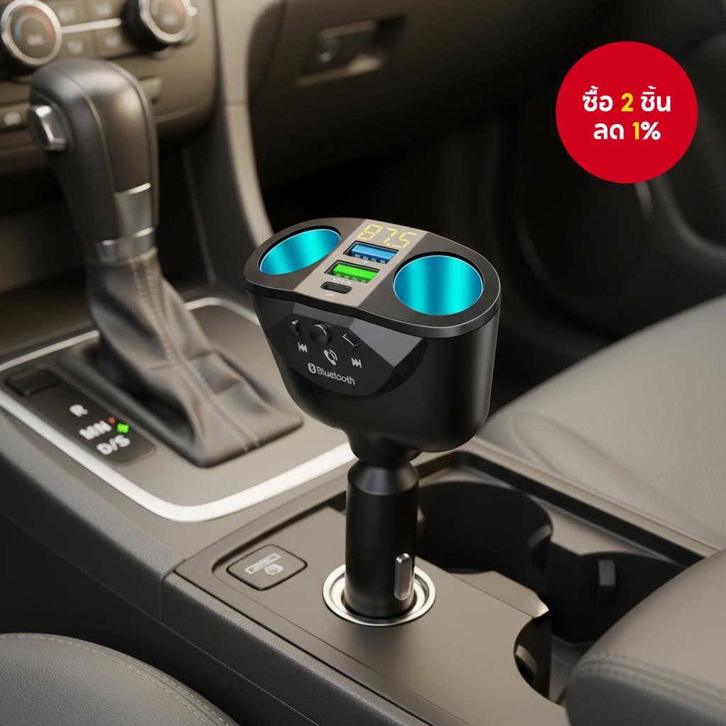 ที่ชาร์จในรถยนต์แบบ Dual USB QC3.0 กําลังไฟ 4.8A 36W ชาร์จเร็ว พร้อมบลูทูธสําหรับโทรและรับเพลงจากดิส