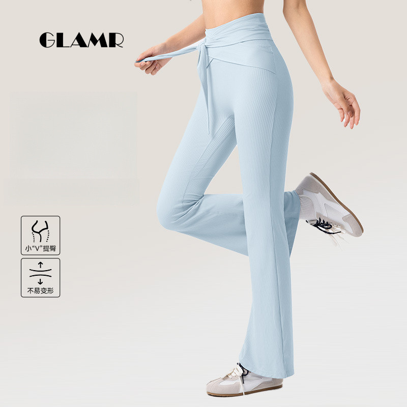 GLAMR Cloudy Yoga Flared Pants เอวสูง เพิ่มความสวยงามให้เอว กางเกงยืดหยุ่นสูง สวมใส่ง่าย