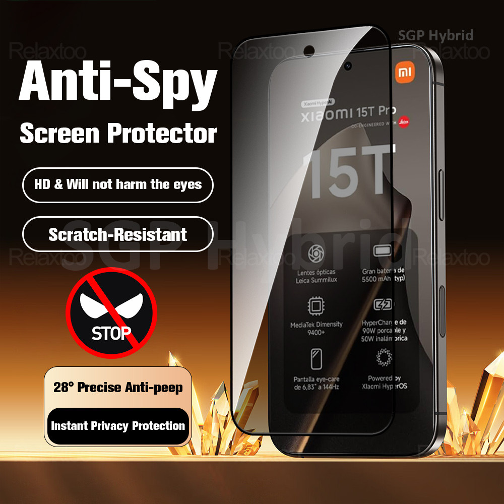 กระจกความเป็นส่วนตัวสําหรับ Xiaomi 15T Pro 6.83 นิ้ว Anti-peep กระจกนิรภัยป้องกันหน้าจอ Xiaomi Mi 15