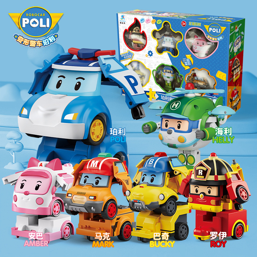 Fast Shipping Transforming Police Car Poly Rescue Team poli Transforming Robot ของเล่นเด็ก