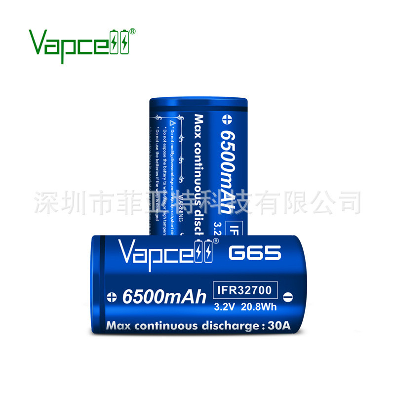 Vapcell 3.2v IFR32700 G65 G62 6500mah 30A ปล่อยต่อเนื่องไฟฟ้า