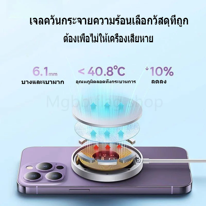 15W สมาร์ทโฟนชาร์จเร็ว, ชาร์จไร้สายความเร็วสูง, ชาร์จไร้สายแบบแม่เหล็ก, ที่ชาร์จมือถือพอร์ต Type-C thumbnail 9
