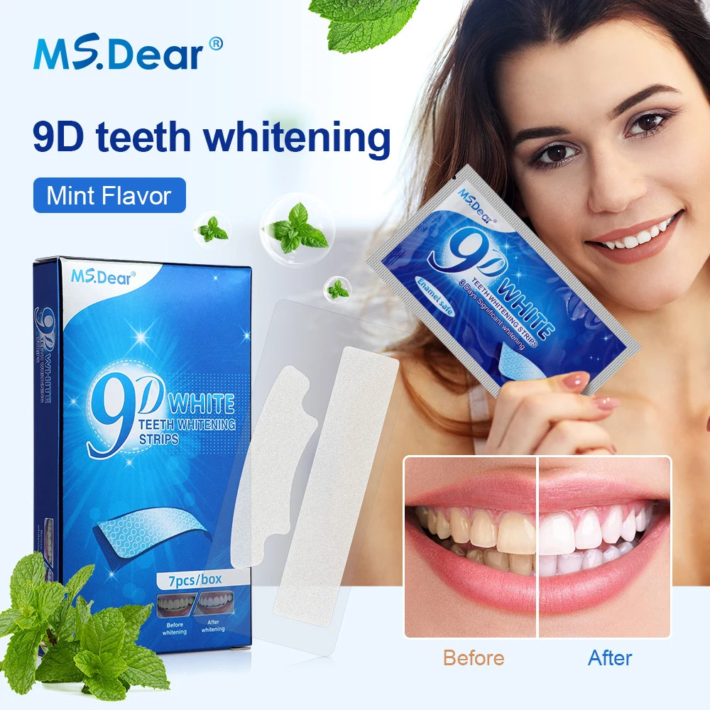 ฟัน Brightening Strips 3D/5D/9D Whitening Strips Oral Hygiene Care คู่ยืดหยุ่นฟันแถบไวท์เทนนิ่งทันตก