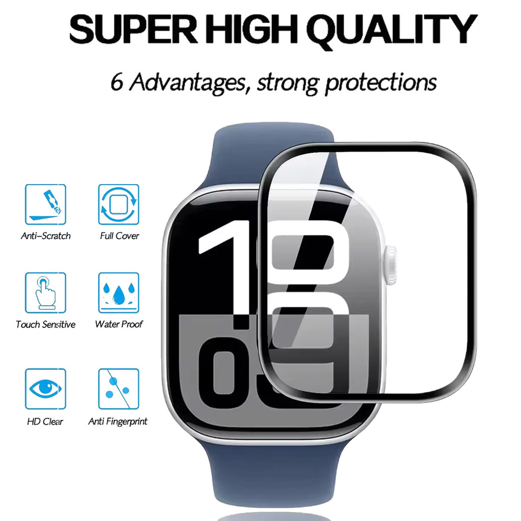 Protector กระจกนิรภัยฟิล์มหน้าจอสําหรับ iWatch Series 11/10/9/8/6/SE, Ultra 3/2, ขนาด 38/40/41/42/44/45/46/49 มม.