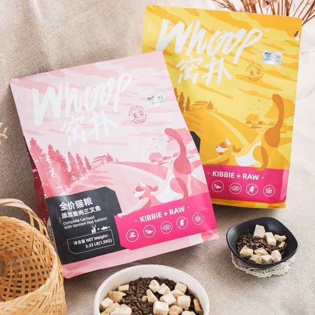 Whoop whoop อาหารแมวฟรีซดราย Grain-Free Chicken Venison Salmon Sashimi Adult Kitten Staple Food Fat-
