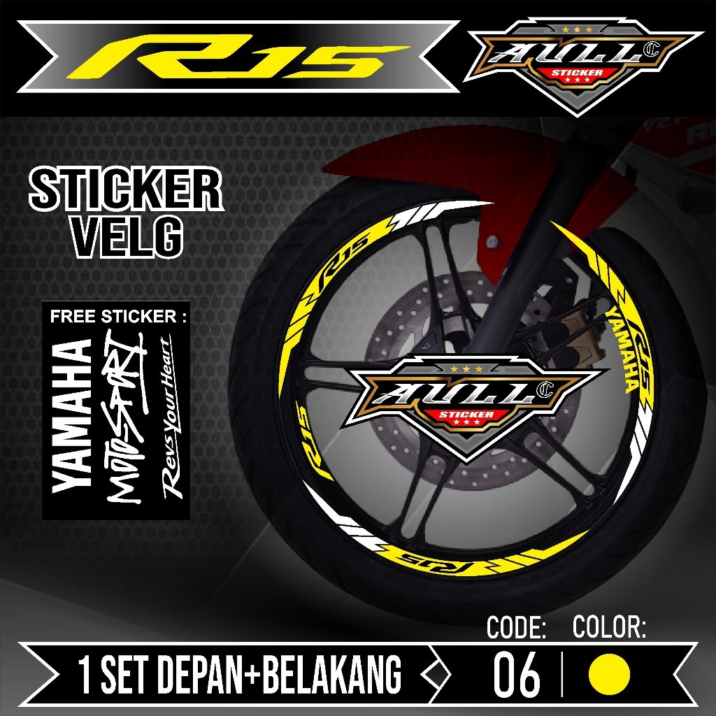 สติ๊กเกอร์Velg R15 ตัดVelg Motor Yamaha R15 V2 V3 List Sticker Cutting Velg Tyre Variation Set ด้านห
