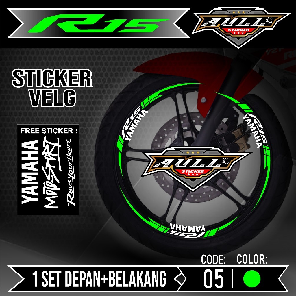สติ๊กเกอร์Velg R15 ตัดVelg Motor Yamaha R15 V2 V3 List Sticker Cutting Velg Tyre Variation Set ด้านห