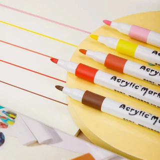 ปากกามาร์กเกอร์อะคริลิค 12/24/36/48/60/80สี ใช้สำหรับ ไม้/ผ้าใบ/หิน/หิน/จิตรกรรมแก้ว/ เซรามิก/DIY งานฝีมือ กันน้ำ
