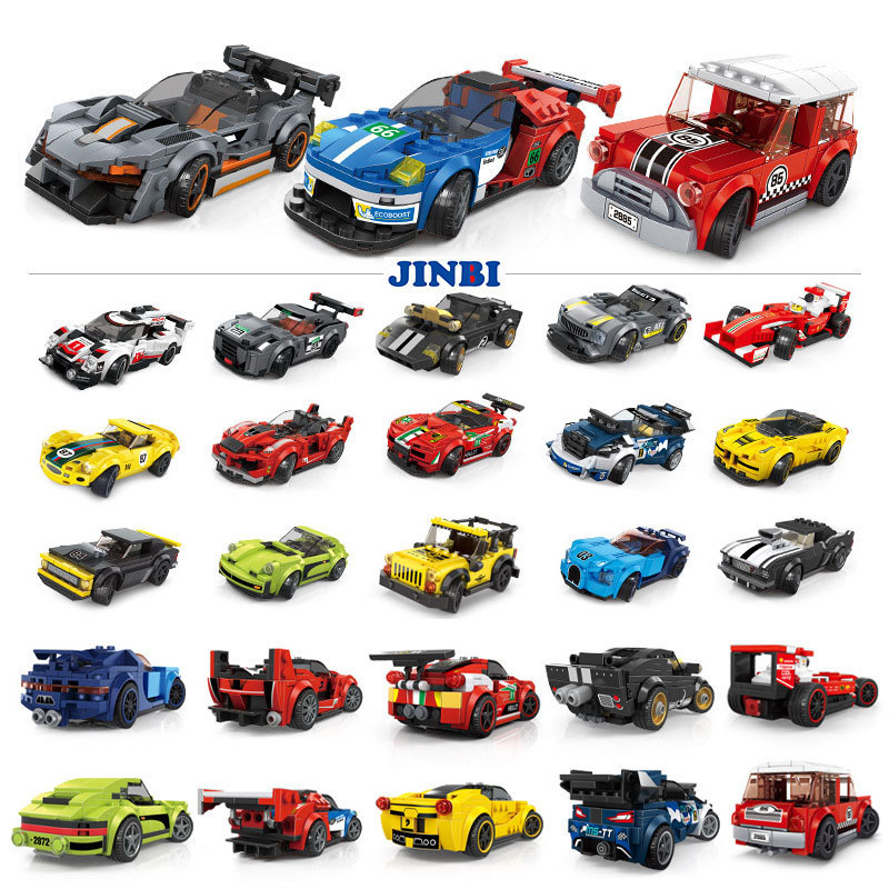 Vange 2870-2891 Racing Series Building Blocks อนุภาคขนาดเล็ก DIY ของเล่นรถสปอร์ต Stalling Night Mark