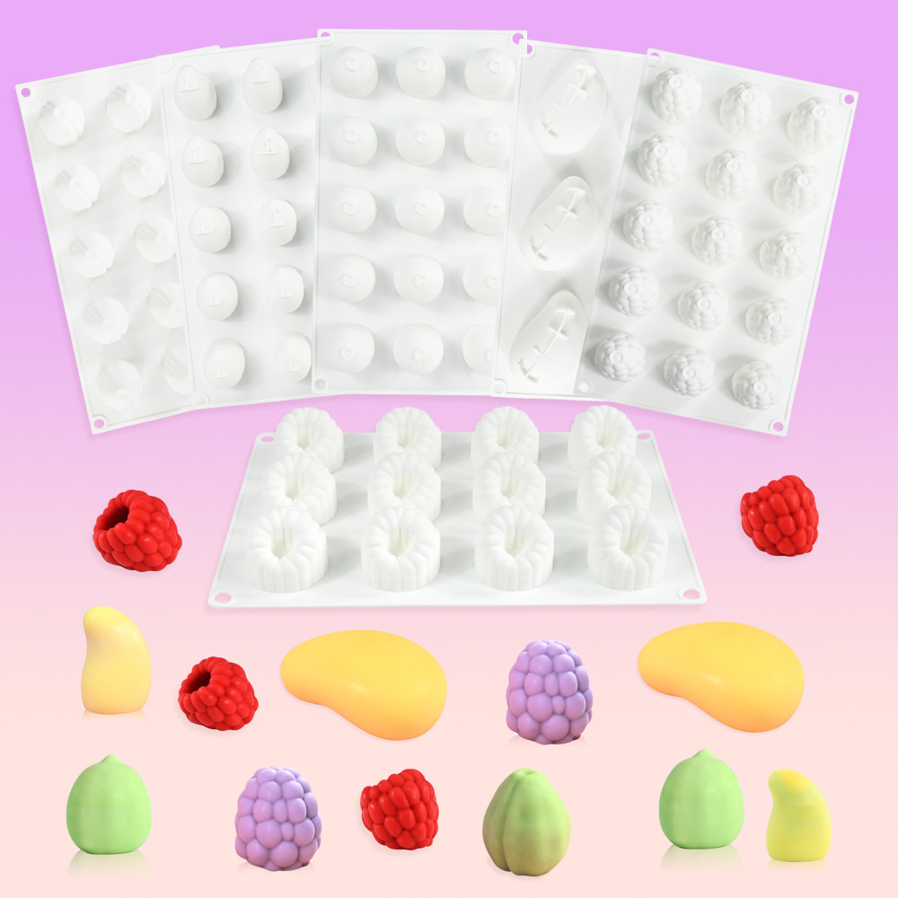 Blackberry Raspberry Fruit Ice Cream Silicone Mold Apricot Mango Lemon Mousse Cake Baking Mold