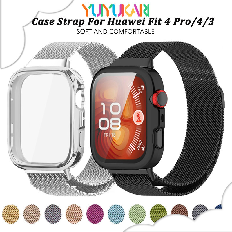 Anti Gores TPU กรณี Milanese Loop Strap สำหรับ for Smartwatch Huawei Watch Fit 4 Pro/4/3 สายพานโลหะแม่เหล็กสแตนเลส