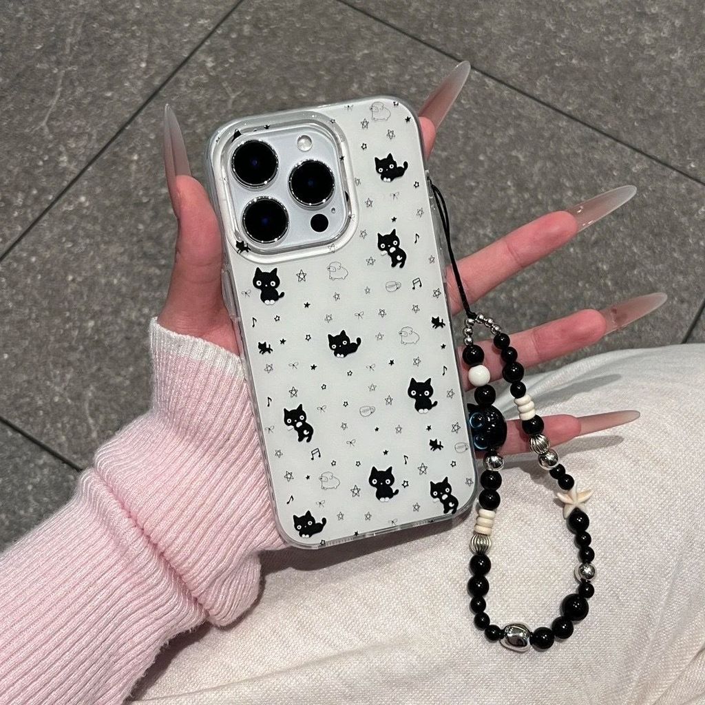 IPHONE 17/17PRO/17PROMAX/17AIR เคสโทรศัพท์ Iphone ปลอกสไตล์ใหม่ imd รูขนาดใหญ่แบบเต็มหน้าจอสุนัขสีดํ