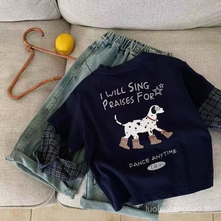 เสื้อยืดเด็กแขนยาว สไตล์การ์ตูน ใส่สบายในฤดูใบไม้ผลิและฤดูใบไม้ร่วง ราคา ถูกที่สุด ดีลบีเคเค แกลเลอรีภาพที่ 2