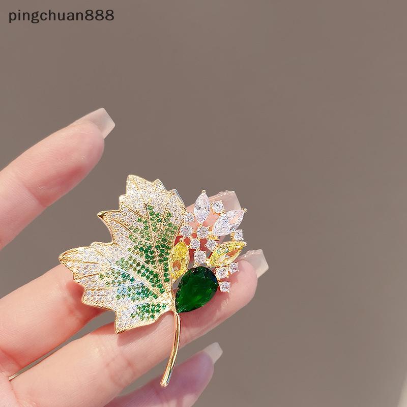 Pingchuan888 ประณีตหรูหรา le ใบเข็มกลัดสําหรับผู้หญิง Advanced Sense Rhinestone Corsage ชุด Lapel Pi