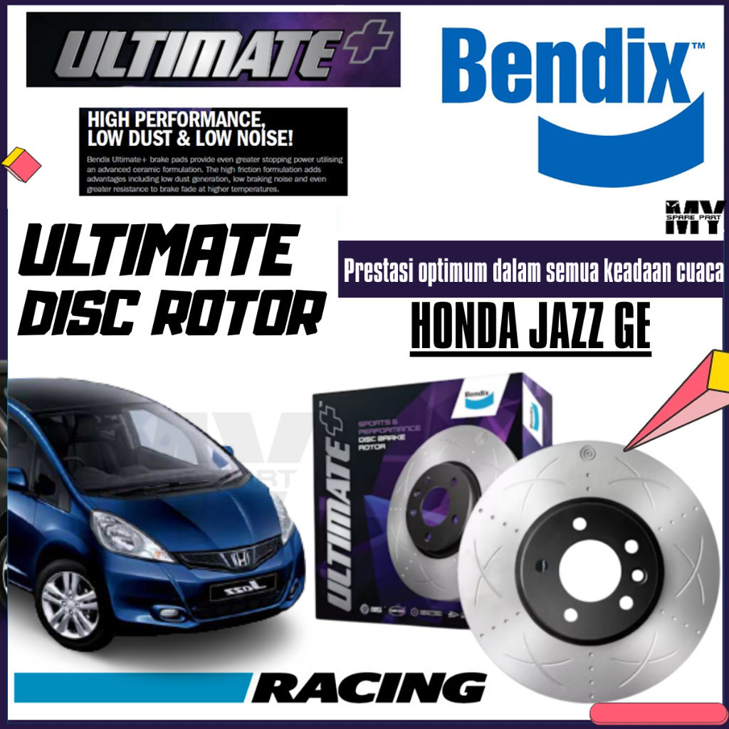 Bendix Ultimate ชุดหน้าและหลังโรเตอร์ - Honda Jazz GE8 1.5L 2008 BR474 ULT BR9577 ULT