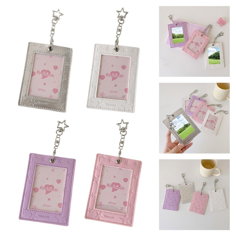 GOOD Star พิมพ์ภาพการ์ด 3 นิ้ว Photocard Protectors ครอบคลุม PU หนังสําหรับพวงกุญแจกระเป๋าเป้สะพายหล