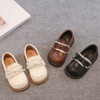 สไตล์เกาหลีสีทึบเด็กสาวหนังรองเท้าแบนที่เรียบง่ายลื่นบนกุทัณ…