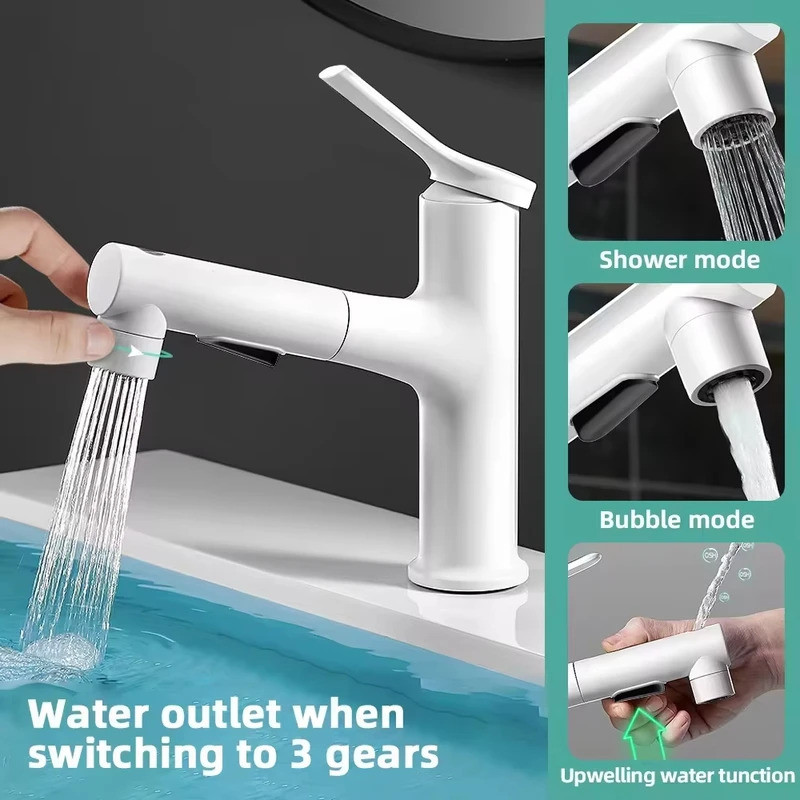 2025 new bathroom sink gargle faucet, pull-out faucet, hot and cold water mixer, bathroom sink singl