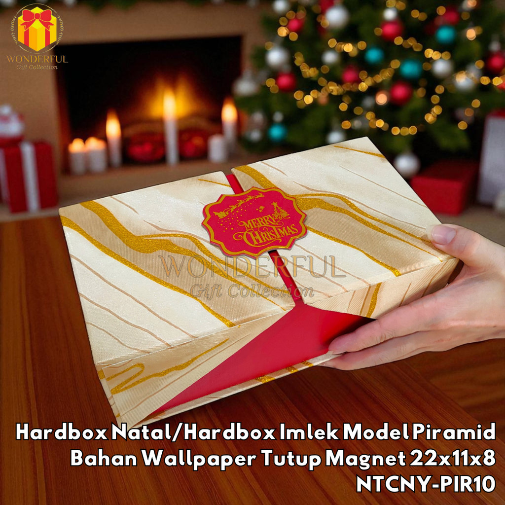 Christmas Hardbox Pyramid Model วอลล์เปเปอร์วัสดุพร้อมฝาครอบแม่เหล็ก 22x11x8