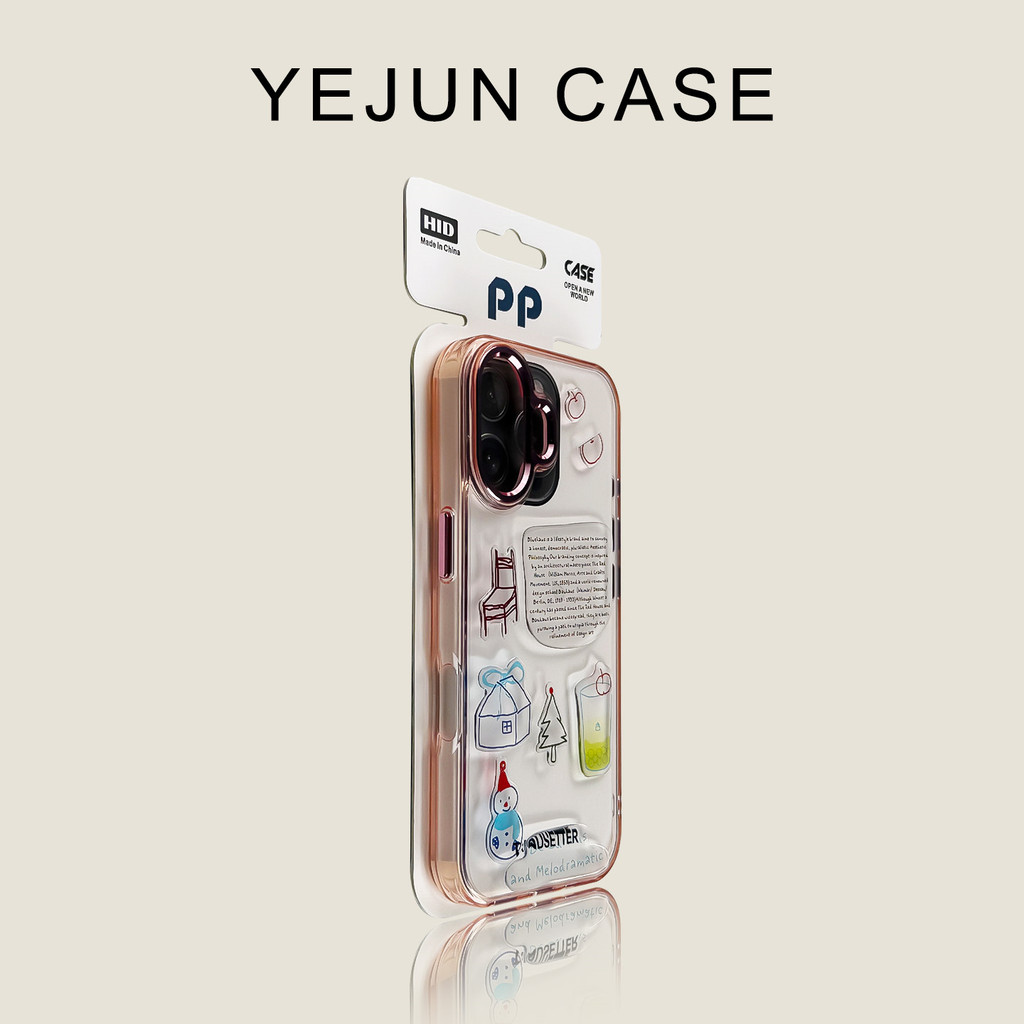 iphone 15 plus ผ่อน 0% เคสมือถือ iphone เคสมือถือสำหรับ iphone16/16pro 17เคสแข็งสำหรับมนุษย์หิมะสีชม