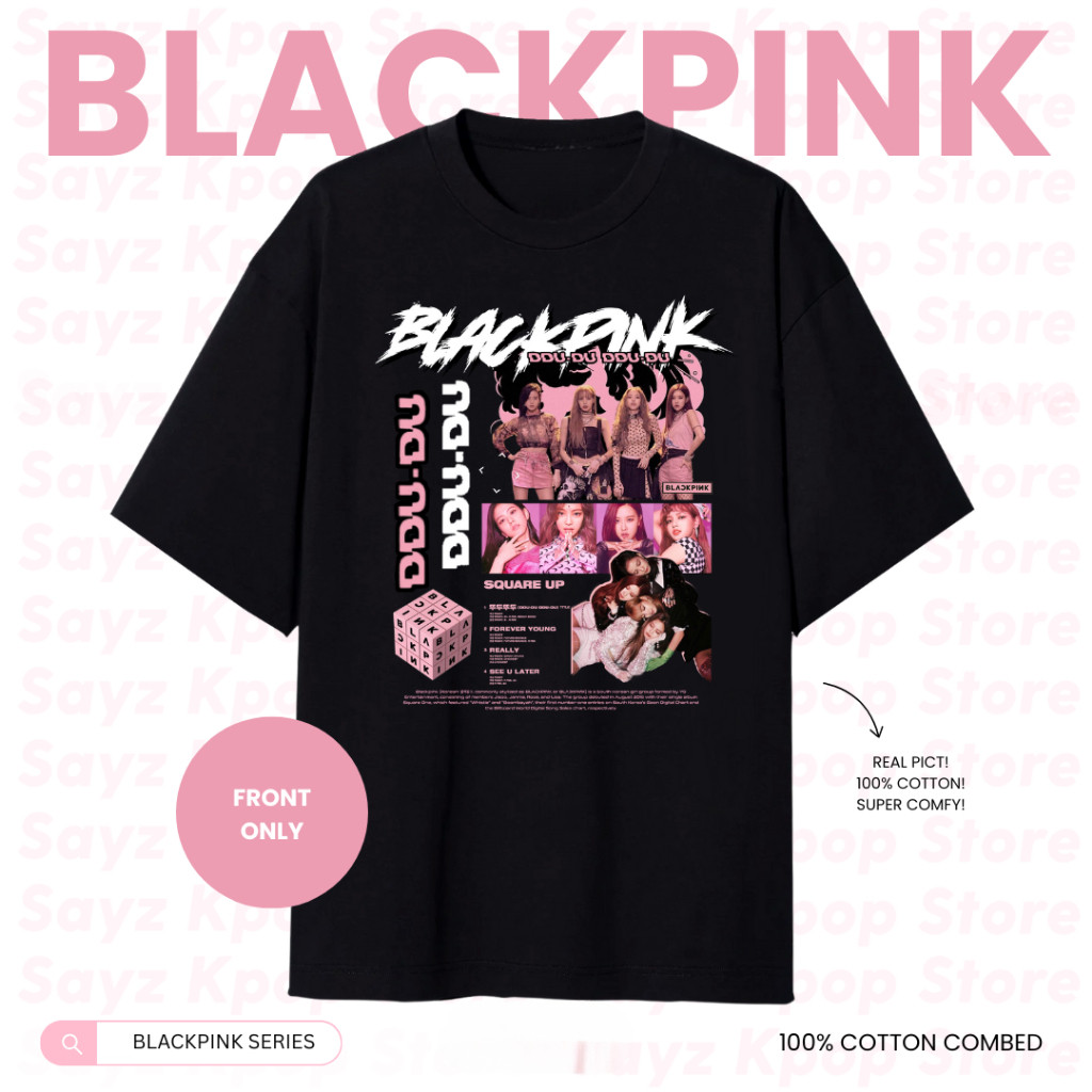 | เสื้อยืด Blackpink Ddu Ddu Ddu เวอร์ชั่นอัลบั้ม - Jennie Rose Lisa Jisoo, เสื้อยืดหวีผ้าฝ้าย 100%,