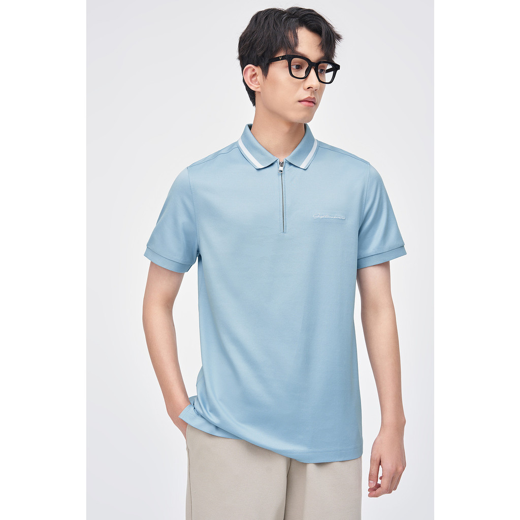 [Mulberry Silk] Seven Wolves Life Ice Silk polo Shirt Mens Summer New Style Age-Reduction Casual Lap