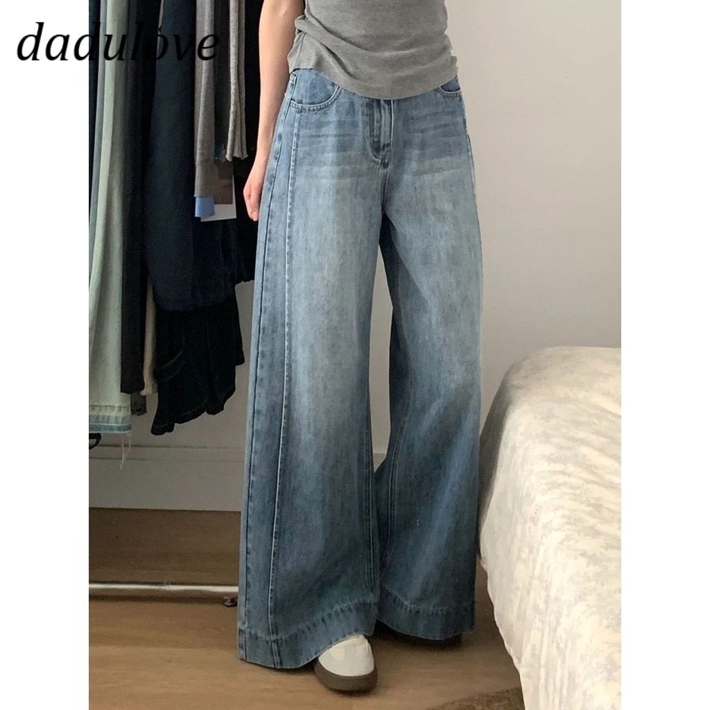 DaDulove💕 Women's Wide-leg Jeans Korean Retro High Waist Loose Slim Lazy Pear Shape
