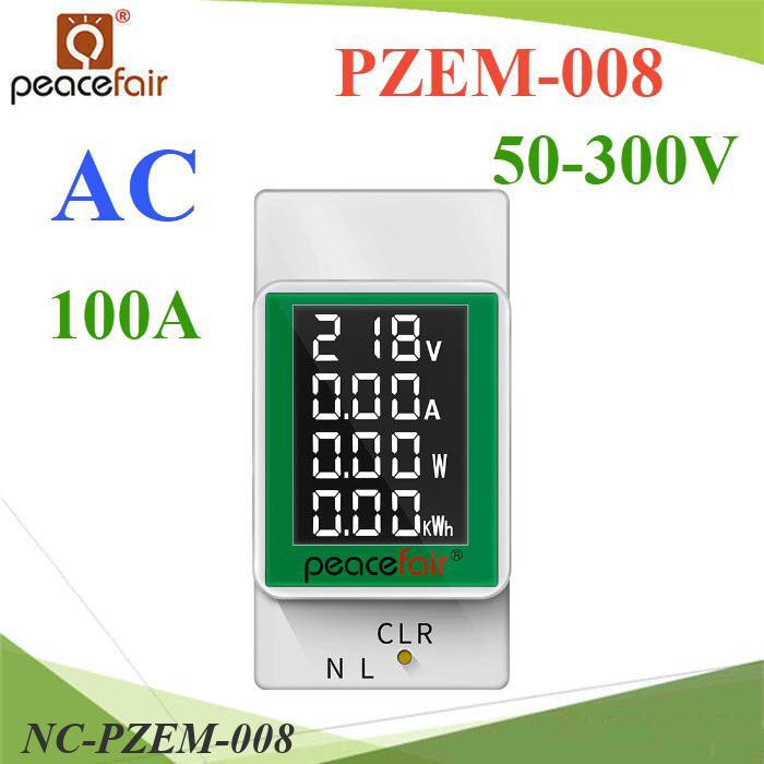 NC PZEM-008 AC มิเตอร์ดิจิตอล 0-100A 50-300V โวลท์ แอมป์ วัตต์ พลังงานไฟฟ้า แบบ Dinrial..