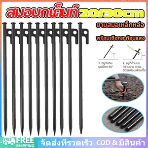 สมอบกเหล็กหล่อ สมอบกเต็นท์ ขนาด 20/30cm 10ชิ้น หนา8มม การตั้งแคมป์ แค้มป์ปิ้ง tent pegs สมอกางเต็นท์