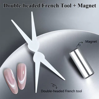 【Local】Double-head French Nail Art Strong Magnet ผสมเล็บ DIY X-Shaped French Effect DIY เล็บเล็บเครื่องมือ