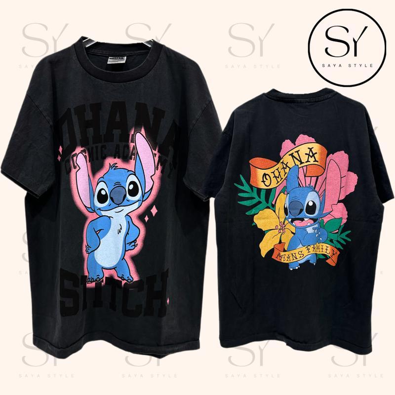 เสื้อยืดผ้าฟอก  Stitch  -  Ohana